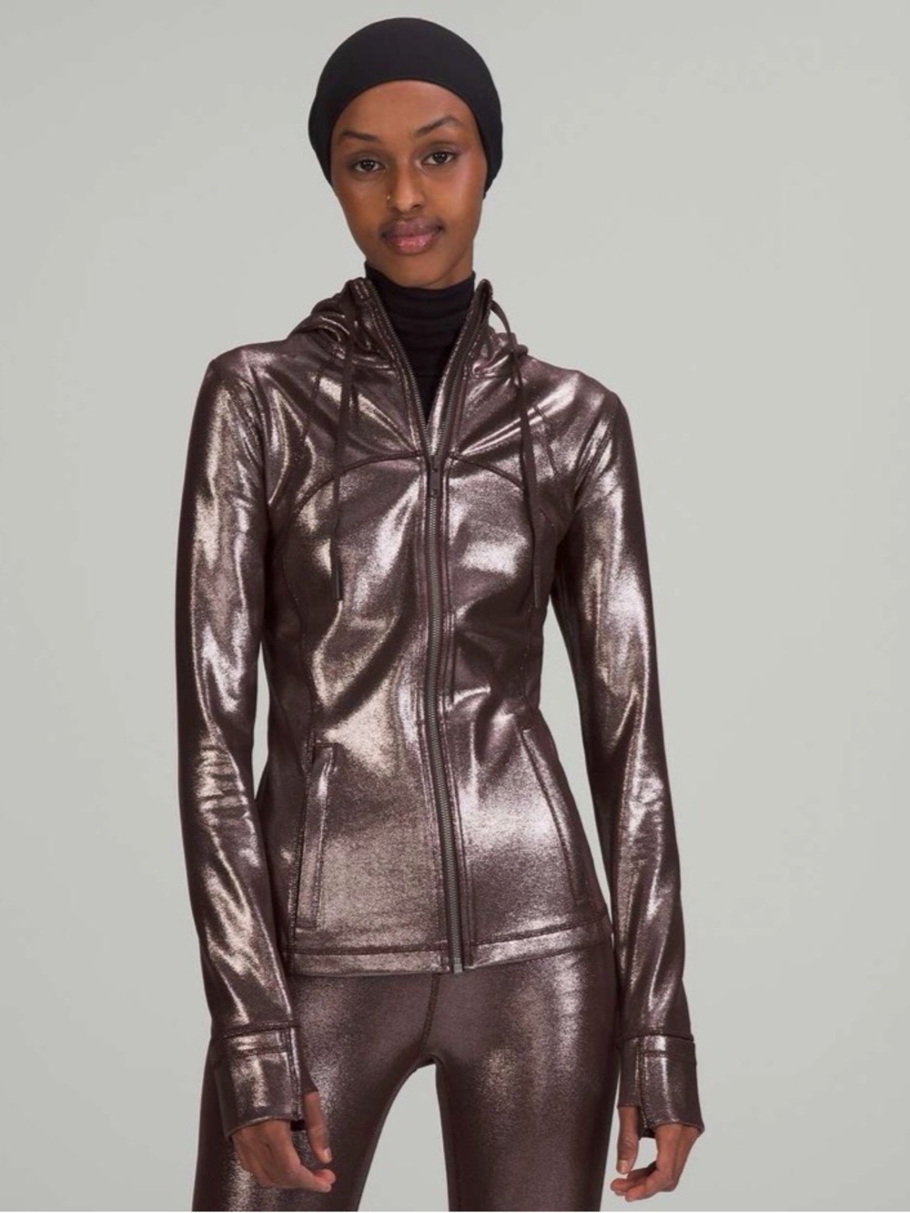 lululemon athletica Metallic Brown Zip Hoodie Jacket